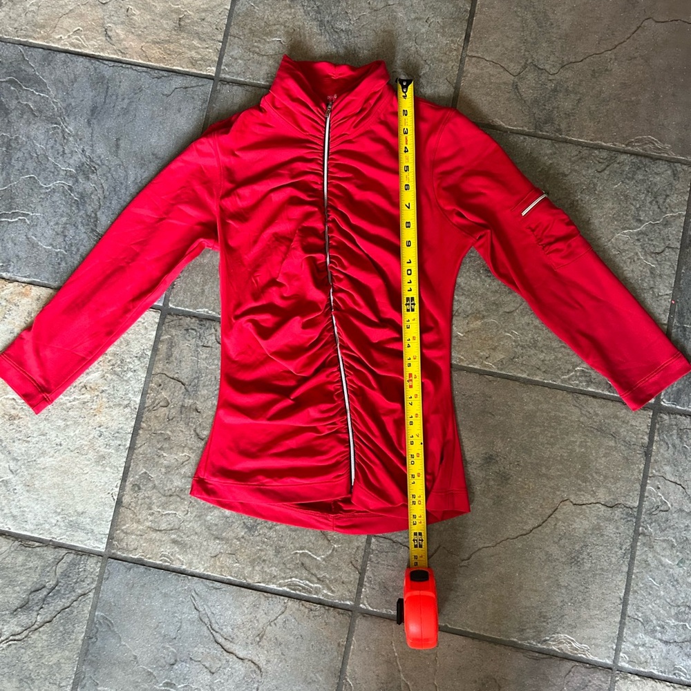 🎁🎄SLIMMING HOLIDAY RED BEBE RUCHED ZIP TOP SOFT STRETCHY - Picture 6 of 7
